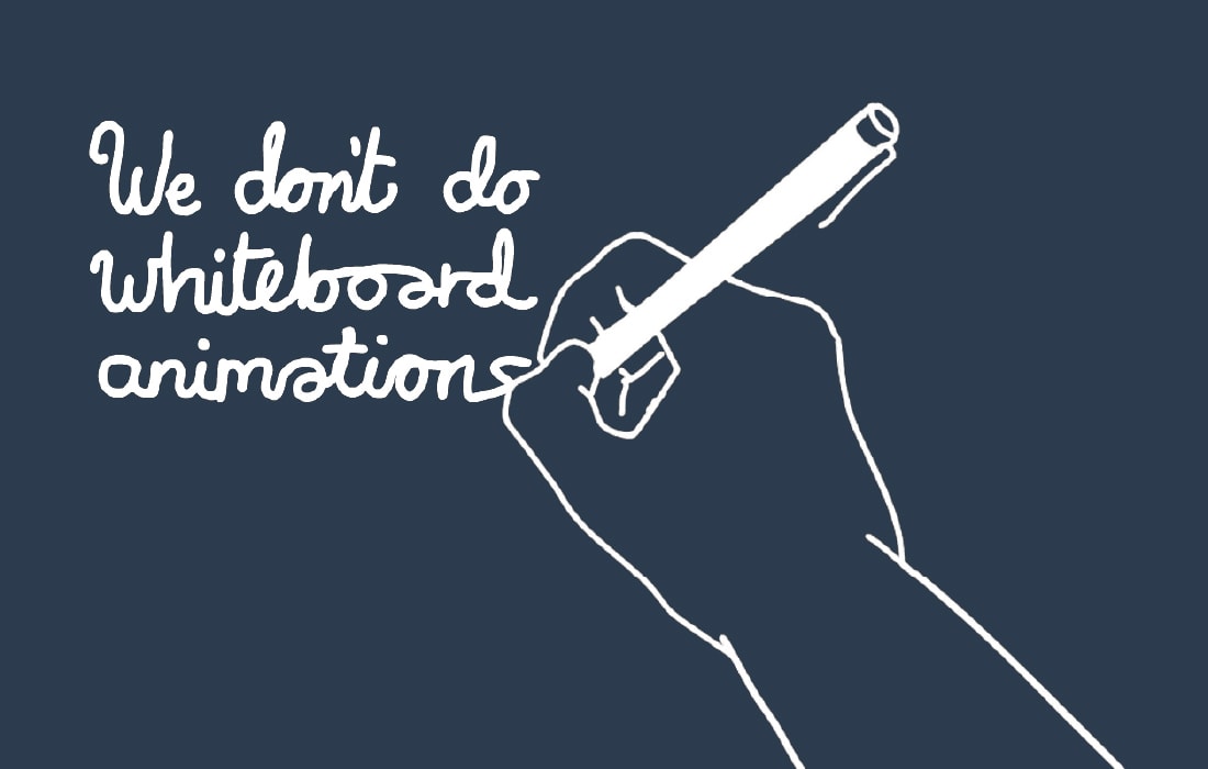 Image of a hand writing we do not do whiteboard animations